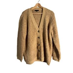 Ann Taylor Boucle’ Wool Blend Tan Neutral Cardigan XL